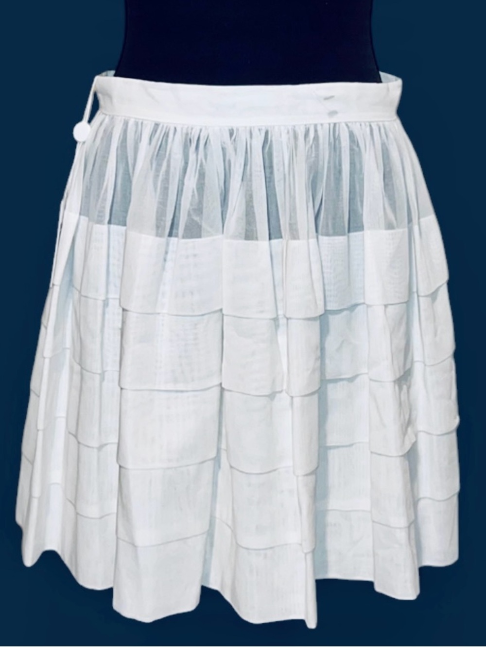 Michael Kors White Tiered A-Line Skirt with Sheer Overlay
